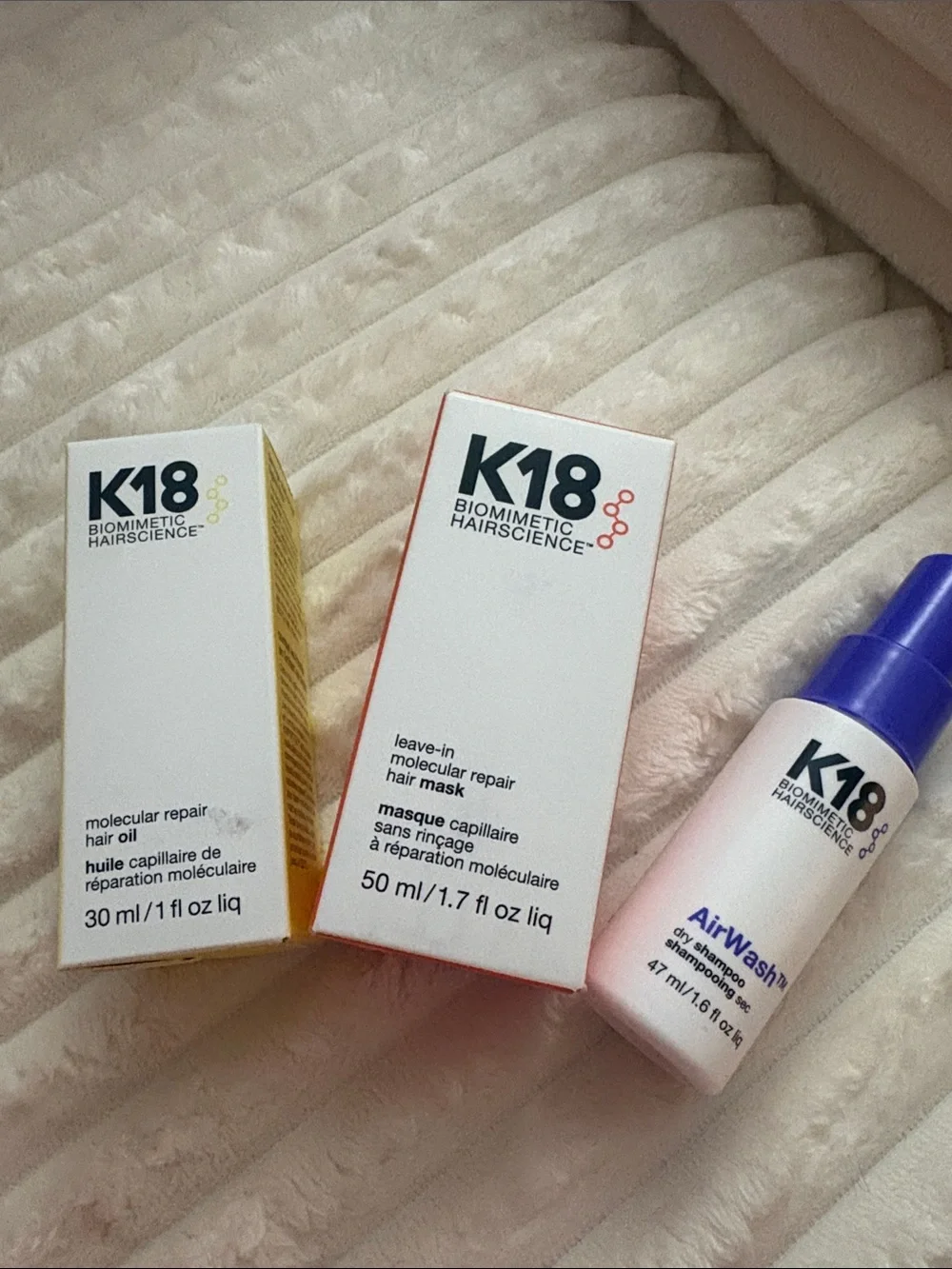 K18 Bundle: Molecular repair oil, Molecular repair hair mask, & Air wash